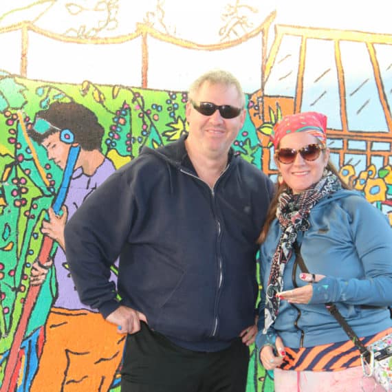 Erika Doyle with Bill Turck, admirer of her mural
